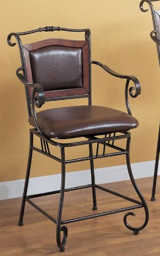 Coaster 24 Inch Metal Bar Stool with Upholstered Seat