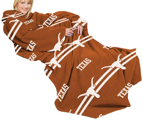 NCAA Texas Longhorns Adult Comfy Throw, Officially Licensed Blanket with Sleeves, 