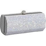 J. Furmani Hard Case Clutch with Rhinestone Closure (Silver)