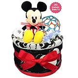 出産祝いに大人気！ ディズニー ミッキーのおむつケーキ/赤ちゃんの内祝い・誕生日プレゼント ギフトセット ダイパーケーキ/男の子 (パンパースM18 （1歳のお誕生日プレゼント用に）)