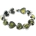 Heart Green Amber Synthetic Bracelet - 7.5