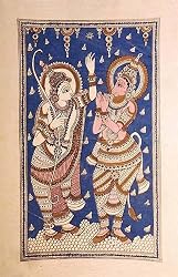 Folk Art Crafts Kalamkari Paintings Pen Drawings on Cloth 24.5 x 38 inches