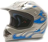 Youth Motocross Helmet ATV Dirt Bike MX Motorcycle Blue Flame, Medium