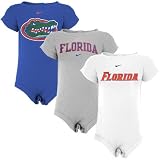 Nike Florida Gators Infant Royal Blue, Ash & White 3-Pack Romper Set