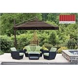 Octagonal Cantilever 11 Foot Ft Umbrella With Valance And Double Wind Vent - Hardwood Crimson