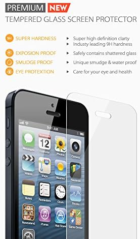 OHLA iPhone 5 5s 5c 0.15mm Tempered Glass Screen Protector - Top-Quality 9H Hardness, Protects From Drop & Scratches - Highly Responsive, Feels Like Cell Phone's LCD Screen - No Smudge, No Fingerprint