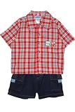 Bon Bebe - Football Plaid Camp Shirt and Denim Shorts Outfit