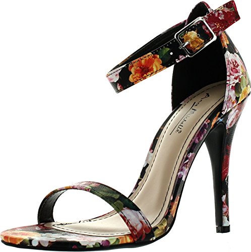 Anne Michelle Enzo-01N Womens Ankle Strap Open Toe Stiletto High Heel Dress Sandal