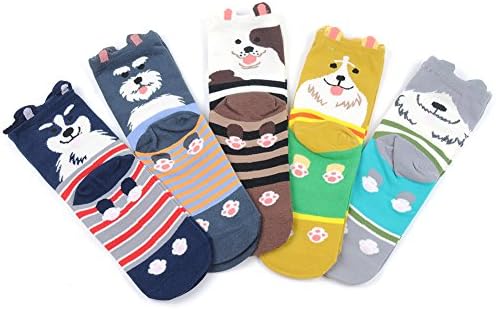 Women's 5 Pairs Casual Socks (Husky, Corgi, Schnauzer, Old English Sheepdog, Bulldog)