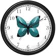 Teal & Black Concentric Circles Butterfly - JP Animal Wall Clock by WatchBuddy Timepieces (White Frame)