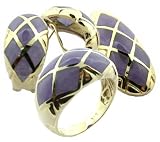 Lavender Jade Diamond Back Earring, Ring and Pendant Set, 14k Gold