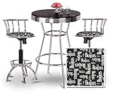 IMAGE OF Chrome Bar Table & 2 Chrome Adjustable 24