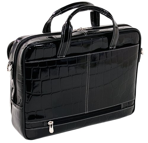 Siamod 35515 Servano Italian Leather Small Ladies Laptop Brief (Black)