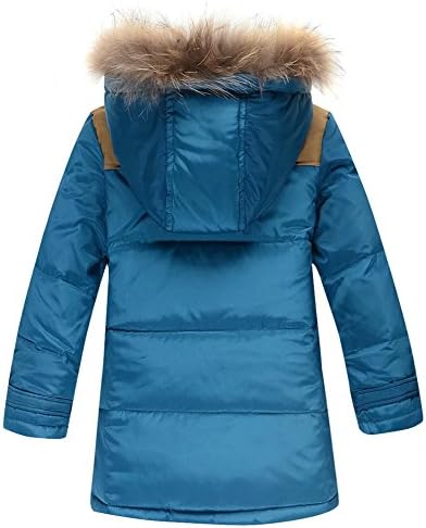 Wxian Boy's Quilted Puffer Coat Long Down Jacket with Fur Trim Hood