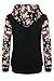 AOVCL Women's Floral Printed Long Sleeve Hooded Pullover Hoodies Sweatshirt (Tag M, Black)