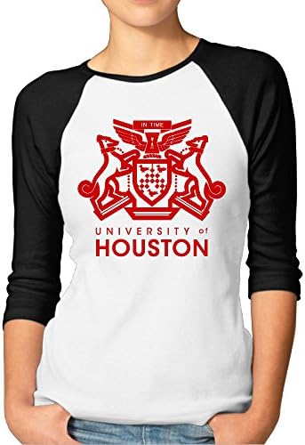 Logon Women's University Of Houston2 Customized 100% Cotton 3/4 Sleeve Raglan Shirt Black S