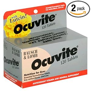 Bausch & Lomb Ocuvite Vitamin & Mineral Supplement Tablets for Eyes, 120-Count Bottles (Pack of 2)