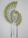 Venetian Fan Wall Mask - White and Gold