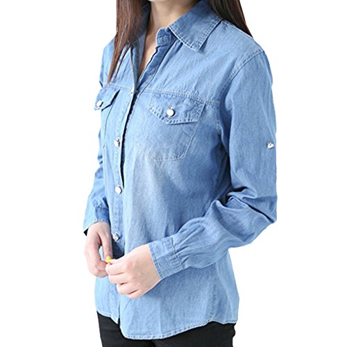 (グローウィン)growin デニムジャケット レディース デニム ジャケット 春 夏 デニムシャツ ダンガリーシャツ ロングシャツ M L 大きいサイズ