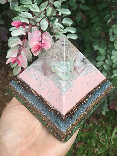 Kaikamahine Nohea - Lovely Girl Orgone Generator Pyramid with Apophyllite, Rose Quartz and Prehnite