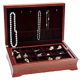 CHERRY WOOD EARRING CHEST - CHERRY WOOD EARRING CHEST WITH DIOR RED LINING