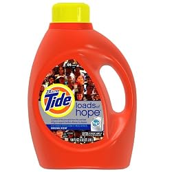 Tide HE 2x Concentrated Liquid Detergent, Original Scent, 64-Load Bottle (Pack of 4)