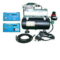 Airbrush Kit AS186 AS 186 with Compressor with Tank with 2 x Double Action Ai...