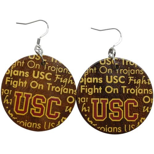 Dayna U USC Trojans Infinity Round Wooden Earrings