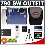 Olympus Stylus 790 SW 7.1MP Digital Camera (Blue) + Olympus 1GB xD-Picture Card + xD-Picture Card Reader/Writer + Spare Li-42B Battery for Olympus + Compact Digital Padded Carrying Case