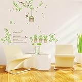 ウォールステッカー　木と鳥かご【ウォールステッカー】