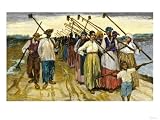 African-American Slaves Returning from the Fields at Twilight on a Sugar Plantation, c.1800 Art Giclee Poster Print, 12x9