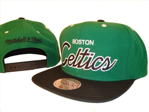 Boston Celtics Mitchell & Ness Green & Black Adjustable Snap Back Baseball Cap Hat