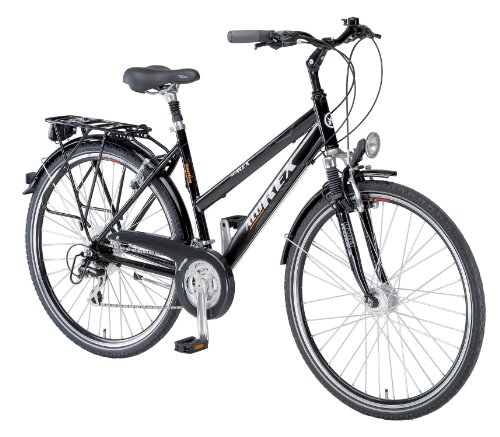 Alu-REX Damen Trekking Fahrrad, 24-Gang Kettenschaltung Nabendynamo, glanzschwarz, 50 cm, Reifengr&ouml;&szlig;e: 28 Zoll (71,1 cm)