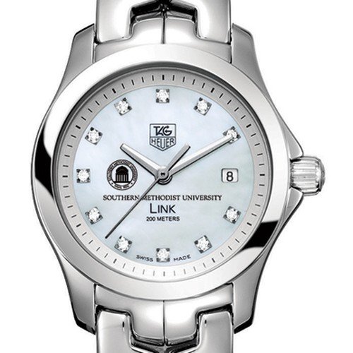 Southern Methodist University TAG Heuer Watch - Womens Link with Mother of Pearl Diamond Dial Southern Methodist University TAG Heuer Watch - Womens Link with Mother of Pearl Diamond Dial