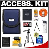 Nikon Coolpix Blue Neoprene Case + 4GB Memory Card + EN-EL10 Battery + Tripod + Accessory Kit for S60, S200, S210, S510, S520, S600  S700 Digital Cameras