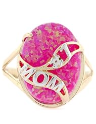14k Solid Gold Whale Tail #1 Mom Fushia Lab Opal Ring