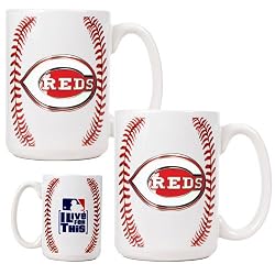 Cincinnati Reds MLB 2pc Ceramic Gameball Mug Set - Primary Logo by Great American Products