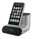 iHome Portable Stereo Speaker System for iPhone 4 / 4S and iPad1 and ipad2 (Silver)