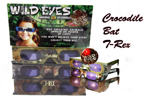 Wild Eyes Animal 3D Glasses - for Holiday Zoo Lights - Transform Lights Into Magical Animals - T-REX, Bat, Crocodile - Visit The Zoo