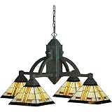 LAMPS BEAUTIFUL Tiffany Mission Lamps, Oak Park Four Light Chandelier by Kichler--Excellent Customer Service--See our Feedback