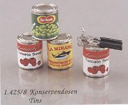 Reutter Porcelain Miniature Cans and Opener