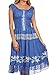 Sakkas Monica Boho Smocked Waist Sleeveless Mid-Length Embroidered Batik Dress
