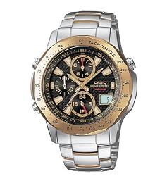CASIO Wave Ceptor Atomic Silver/Gold Men's Analog Watch with Metal Band. Model: WVQ550SGA-1AV