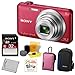 SONY Cyber-shot DSC-WX80/R Compact Zoom Digital Camera in Red + 32GB Secure Digital Memory Card + Sony Digital Camera Case + Sony Case in Pink + 25 Free Quality Photo Prints + Lithium Ion Rechargeable Battery + Enhanced Lens Cleaning Kit
