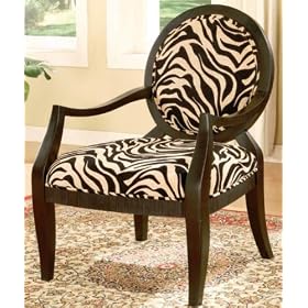 Accent Chair with Zebra Print and Dark Finish