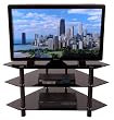 Glass/Steel Corner TV Stand - Black (44")