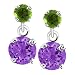 14k White Gold Chrome Diopside and Amethyst Dangle Earrings (1/2 cttw)