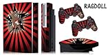 Protective skins for FAT Playstation 3 System Console, PS3 Controller skin included - RAGDOLL RED