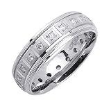 Beverly Diamonds Mens 14K WHITE GOLD DIAMOND WEDDING BAND RING Round-Shape