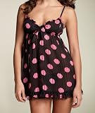 Betsey Johnson Intimates Satin Stripe Chiffon Babydoll with matching thong sleepwear